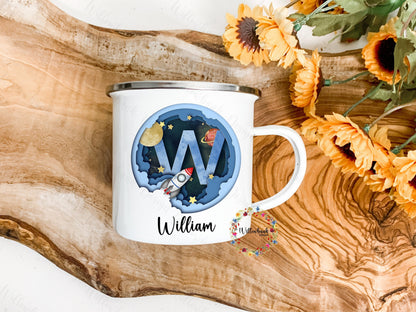Children's Outer Space Personalised Kids 12oz Ename