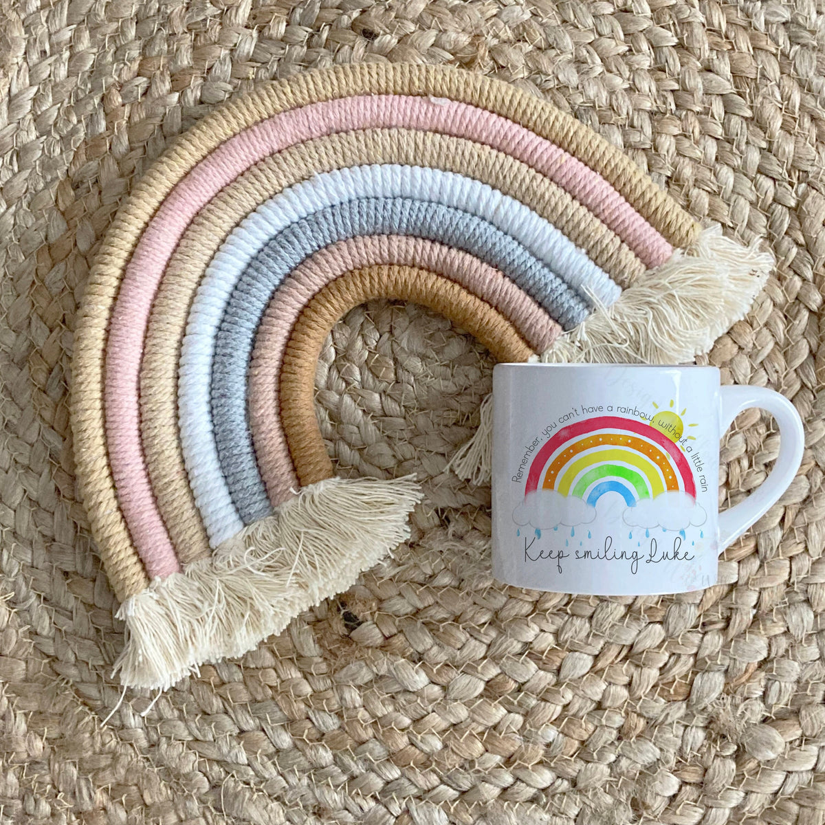 Children's Keep Smiling Rainbow Personalised Kids 6oz Mug