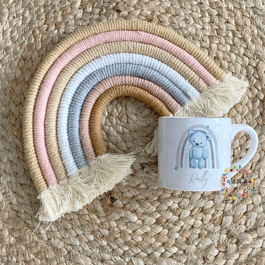 Blue Bear Rainbow Personalised Kids 6oz Mug
