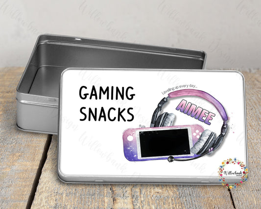 Personalised Gaming Snacks Tin