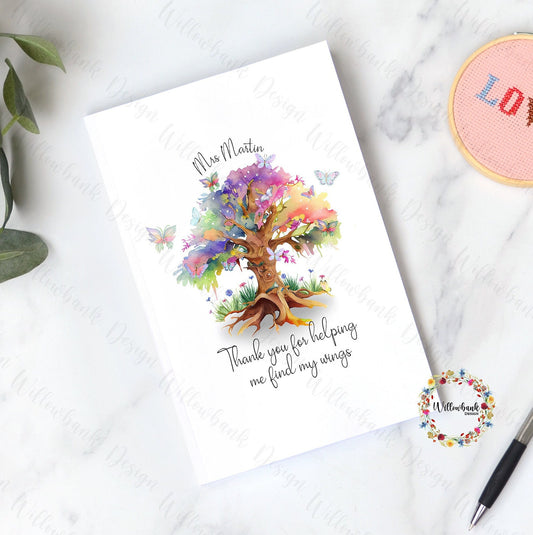 Personalised Thank You For Helping Me Find My Wings Teacher Gift Notebook