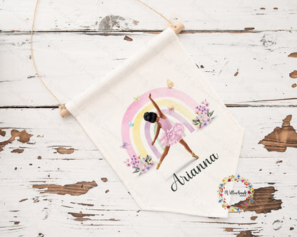 Personalised Ballerina Linen Hanging Decoration