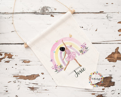 Personalised Ballerina Linen Hanging Decoration