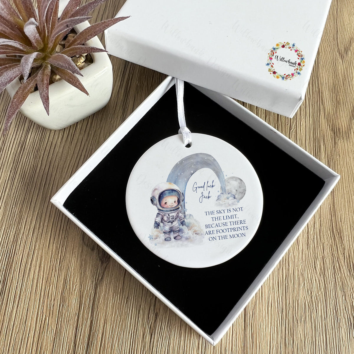 Personalised Astronaut Positive Affirmation Acrylic Hanging Decoration