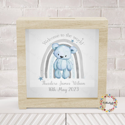 Personalised Welcome To The World Money Box