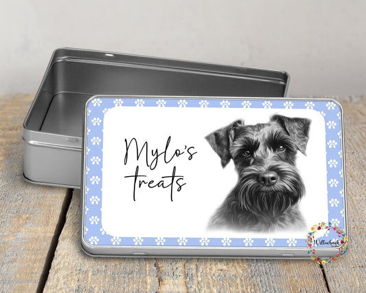 Personalised Miniature Schnauzer Dog Treat Tin