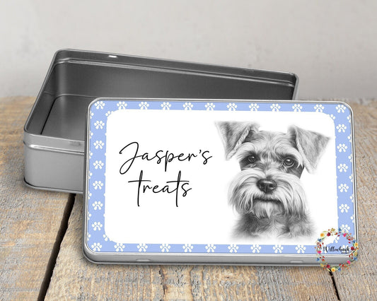 Personalised Miniature Schnauzer Dog Treat Tin