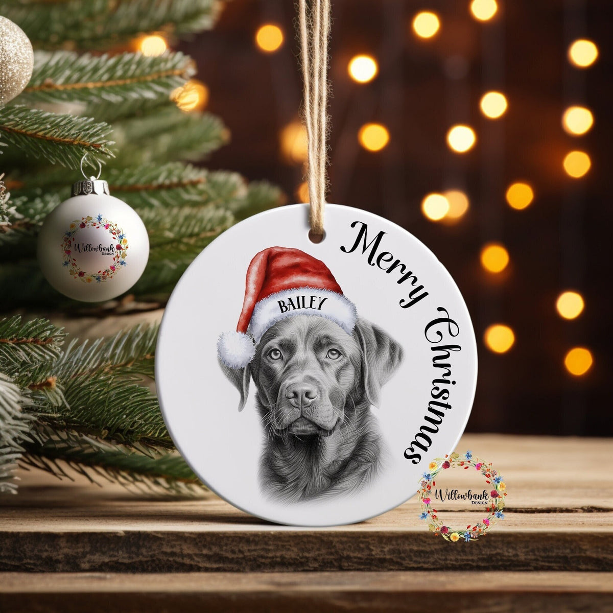 Personalised Sketchy Labrador Christmas Tree Decoration