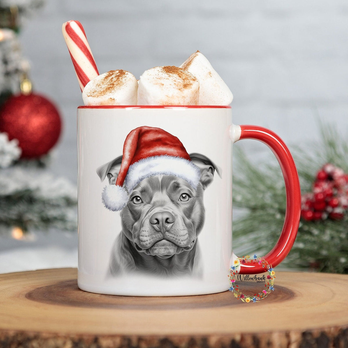 Personalised Sketchy Staffie Staffy Christmas 11oz Mug