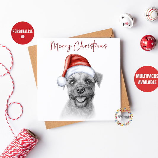 Multipack Personalised Sketchy Border Terrier Christmas Card