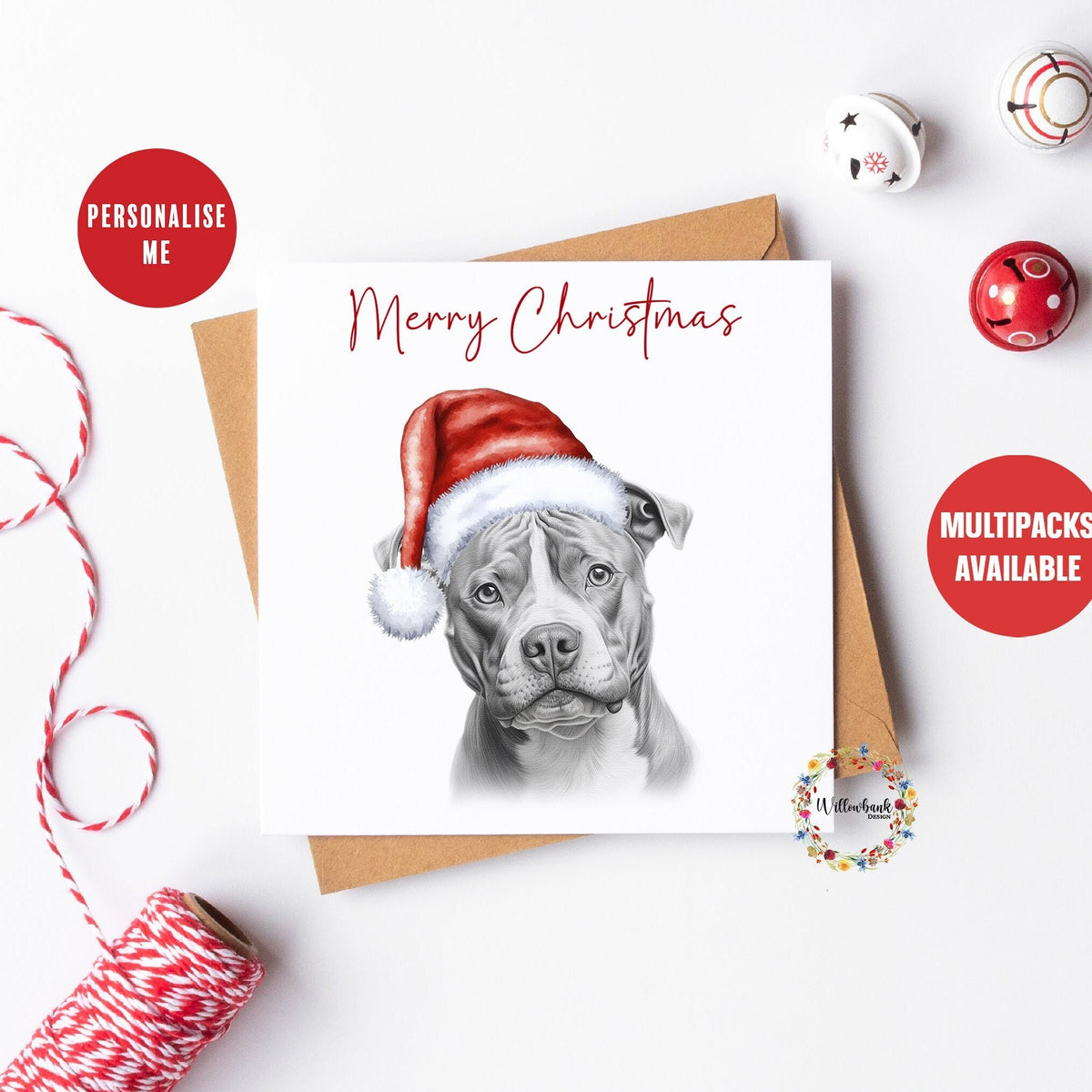 Personalised Pitbull Christmas Card