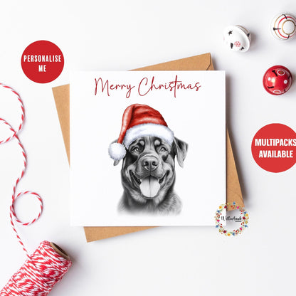Multipack Personalised Rottweiler Christmas Card