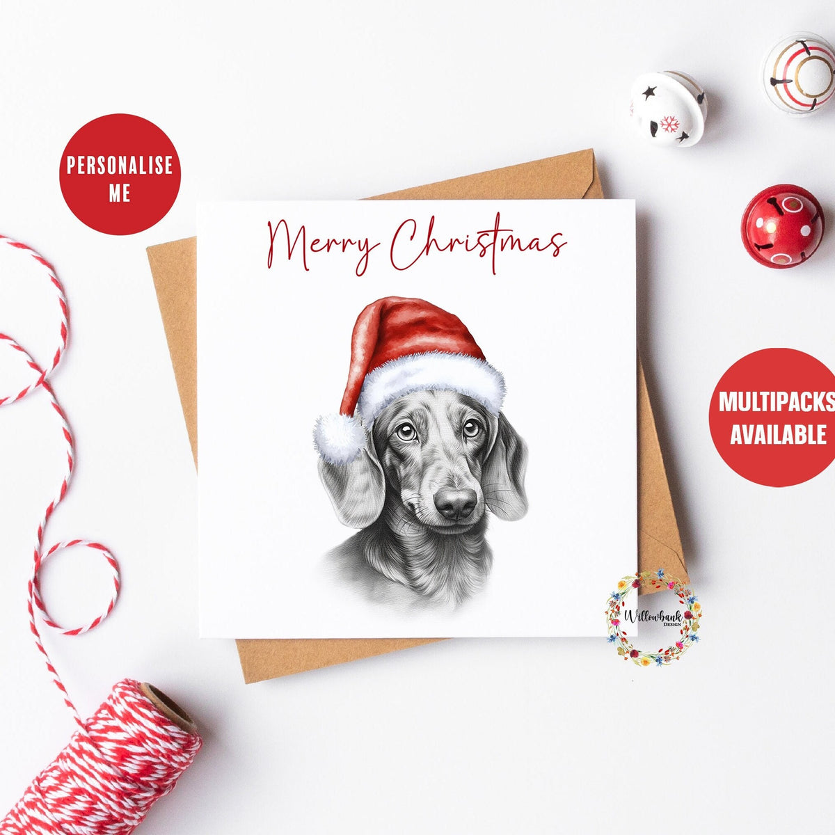 Multipack Personalised Dachshund Christmas Card