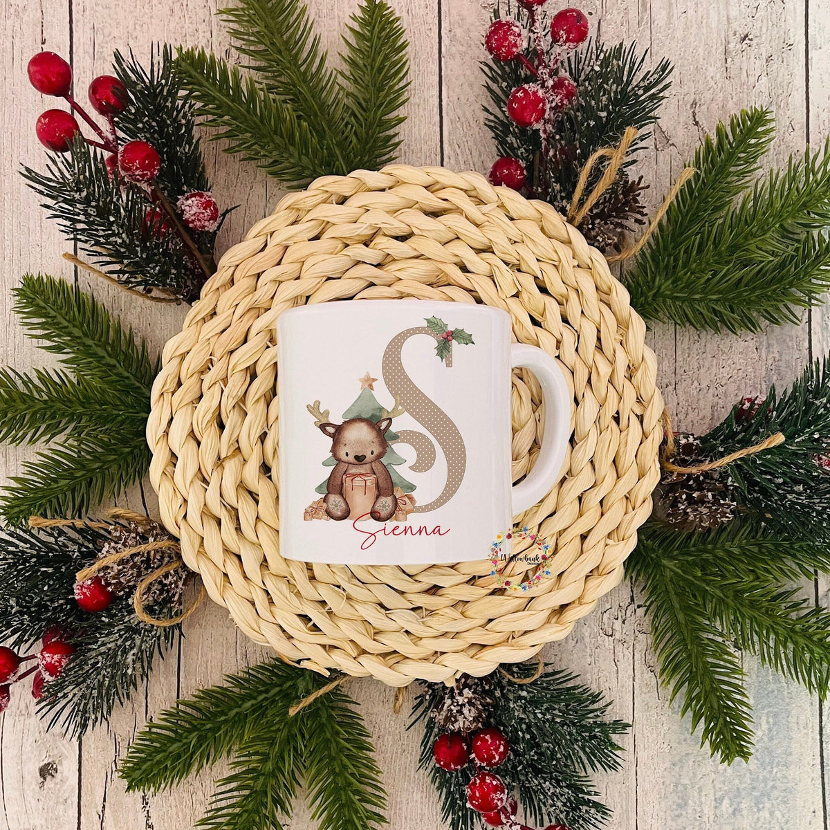 Personalised Christmas Reindeer 6oz Mug