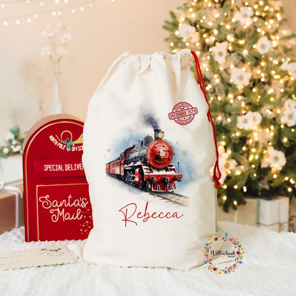 Personalised North Pole Express Christmas Train Sack