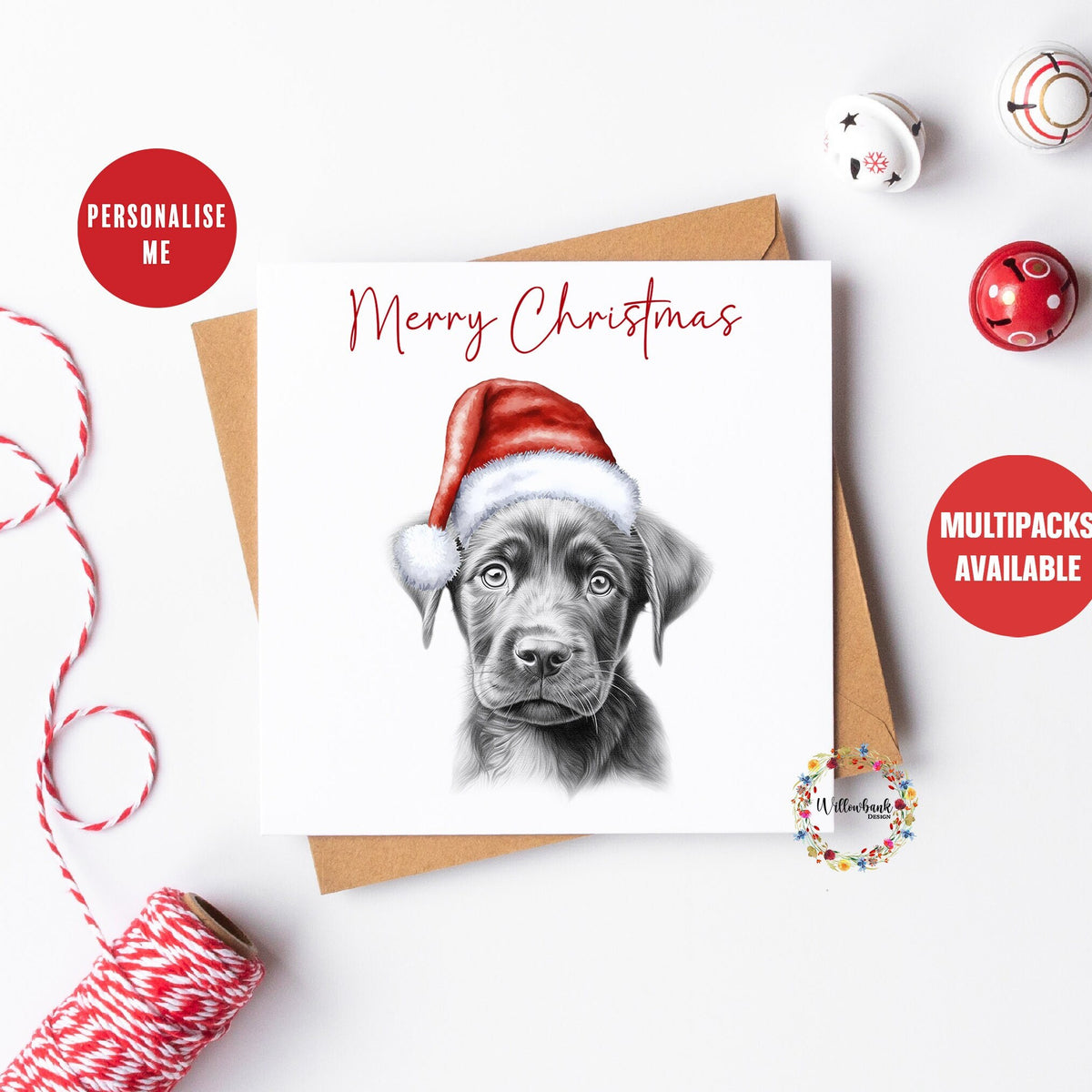 Multipack Personalised Sketchy Labrador Christmas Card