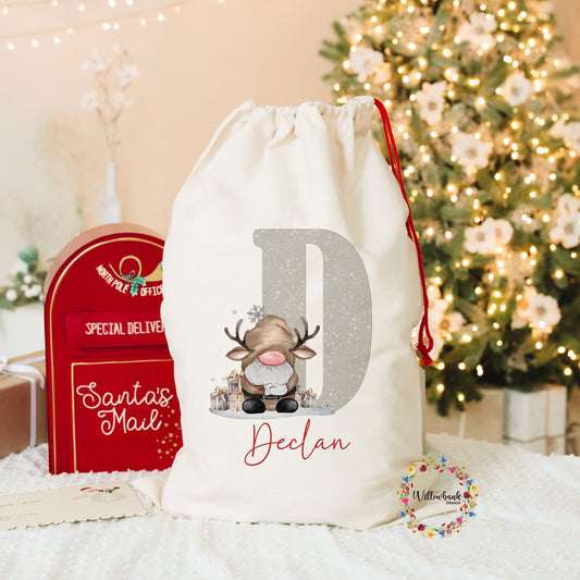 Personalised Reindeer Gonk Christmas Sack