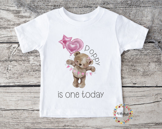 Personalised Happy Birthday Bear Tshirt