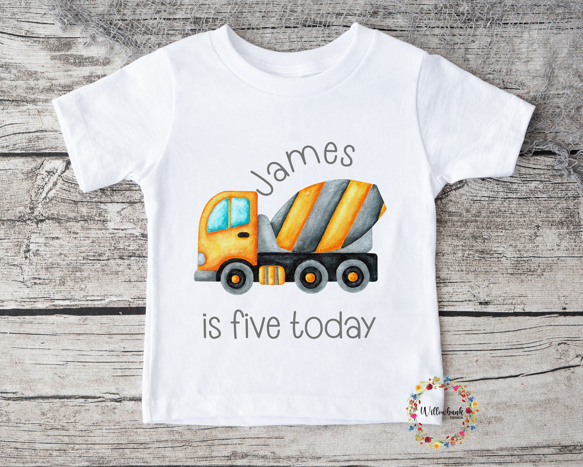 Personalised Happy Birthday Construction Vehicle Tshirt