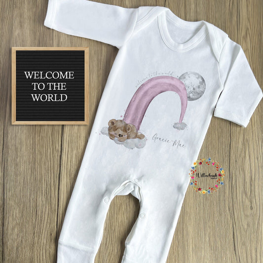 New Baby Teddy Bear Baby Grow
