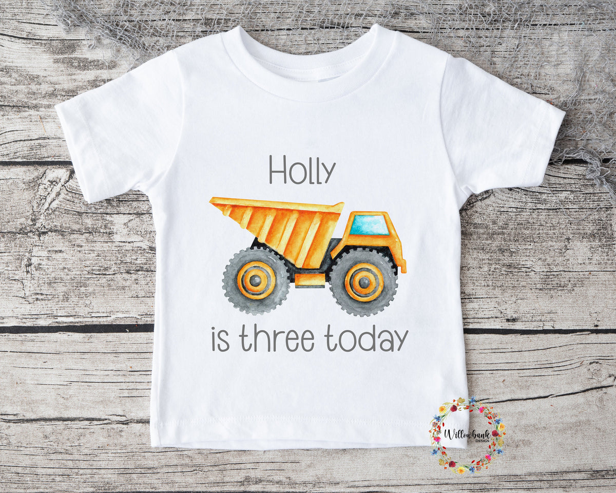 Personalised Happy Birthday Construction Vehicle Tshirt