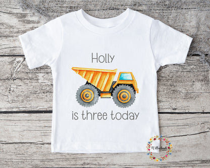Personalised Happy Birthday Construction Vehicle Tshirt