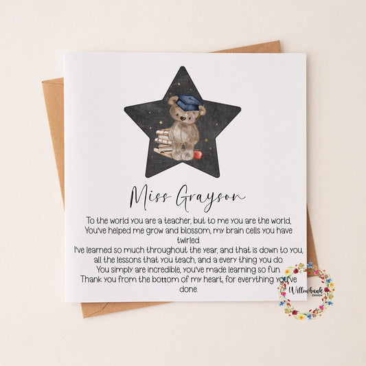Personalised Best Teacher In The World Card