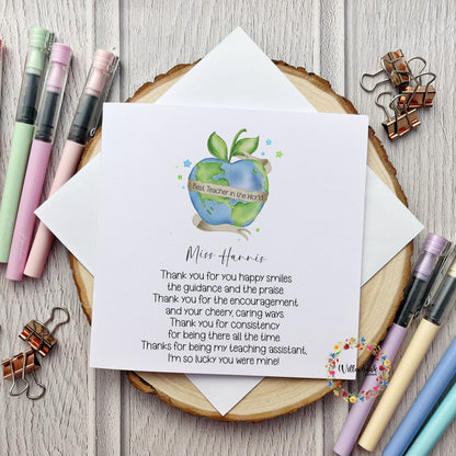 Personalised Teacher Card
