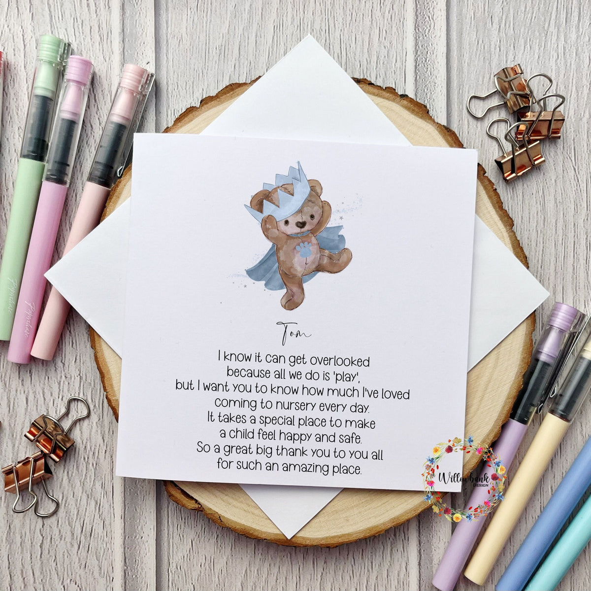 Personalised Nursery Teacher Card