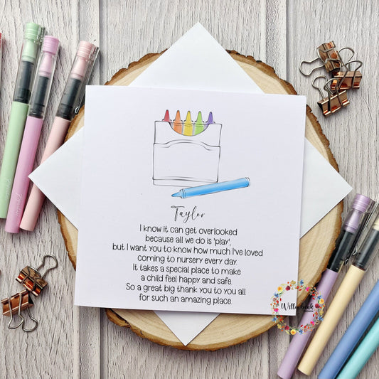 Personalised Nursery Teacher Card