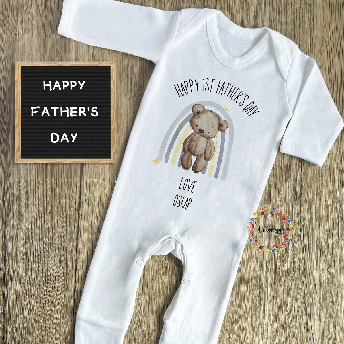 First Father's Day Rainbow Bear Babygrow