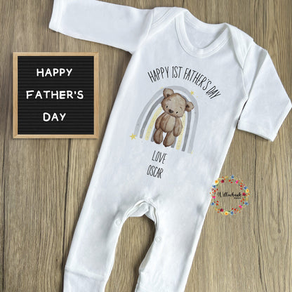 First Father's Day Rainbow Bear Babygrow