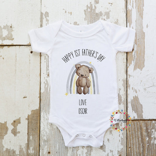 First Father's Day Rainbow Bear Babygrow