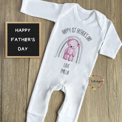 First Father's Day Rainbow Bear Babygrow