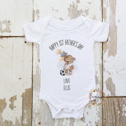 First Father's Day Football Babygrow