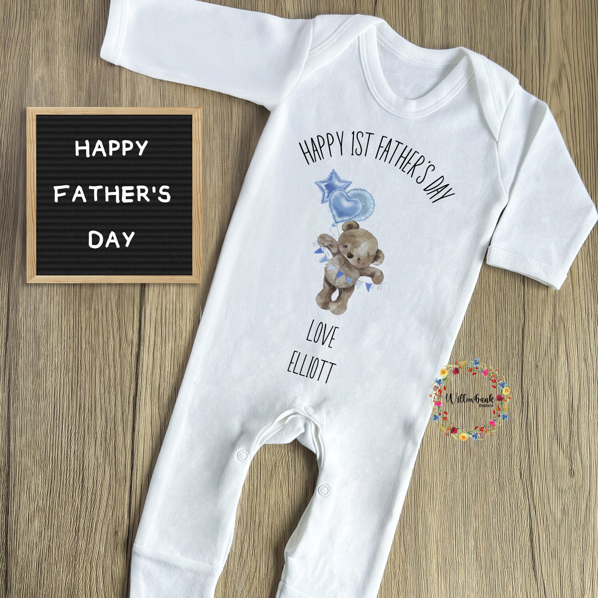 First Father's Day Teddy Bear Babygrow