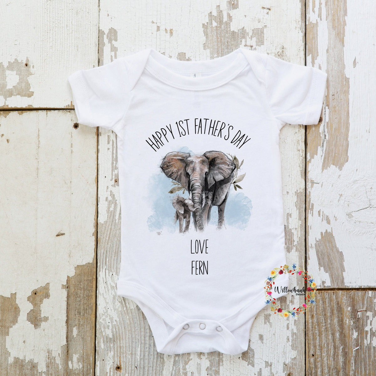 First Father's Day Elephant Babygrow