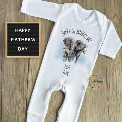 First Father's Day Elephant Babygrow