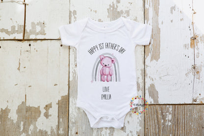 First Father's Day Rainbow Bear Babygrow