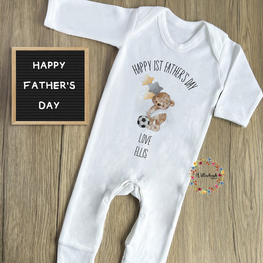 First Father's Day Football Babygrow
