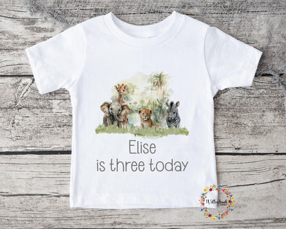 Personalised Happy Birthday Safari Tshirt