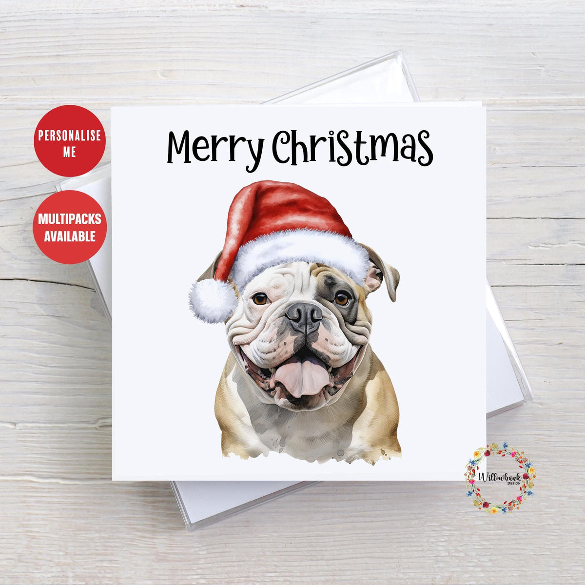 Personalised Bulldog Christmas Card