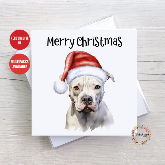 Multipack Personalised American Bulldog Christmas Card