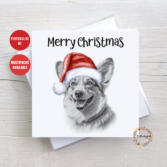 Multipack Personalised Corgi Christmas Card