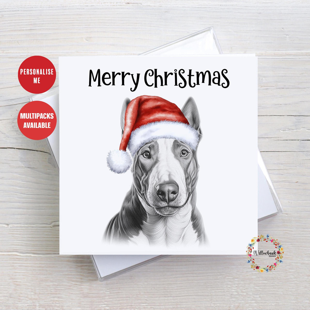 Multipack Personalised Bull Terrier Christmas Card