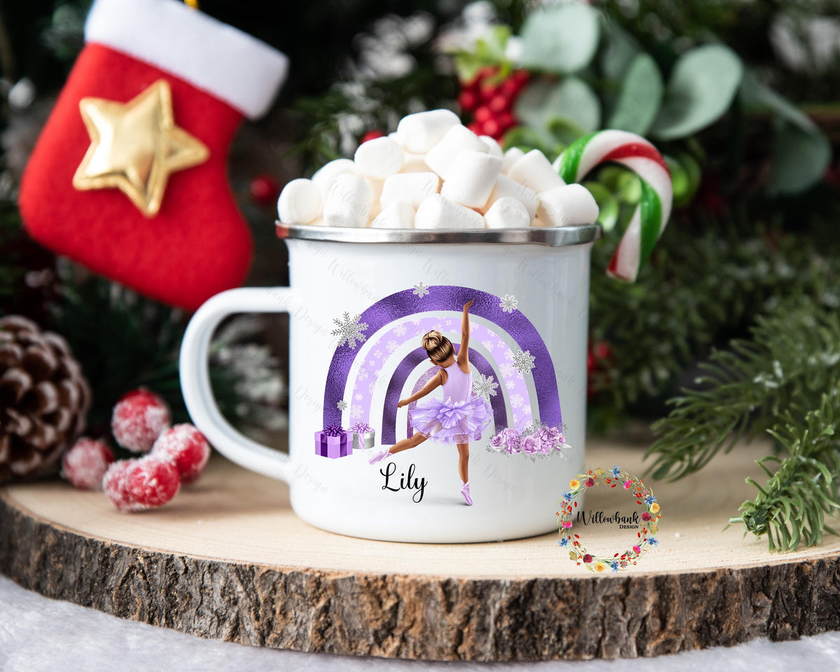 Personalised Christmas Ballerina Enamel Mug