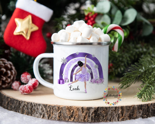 Personalised Christmas Ballerina Enamel Mug