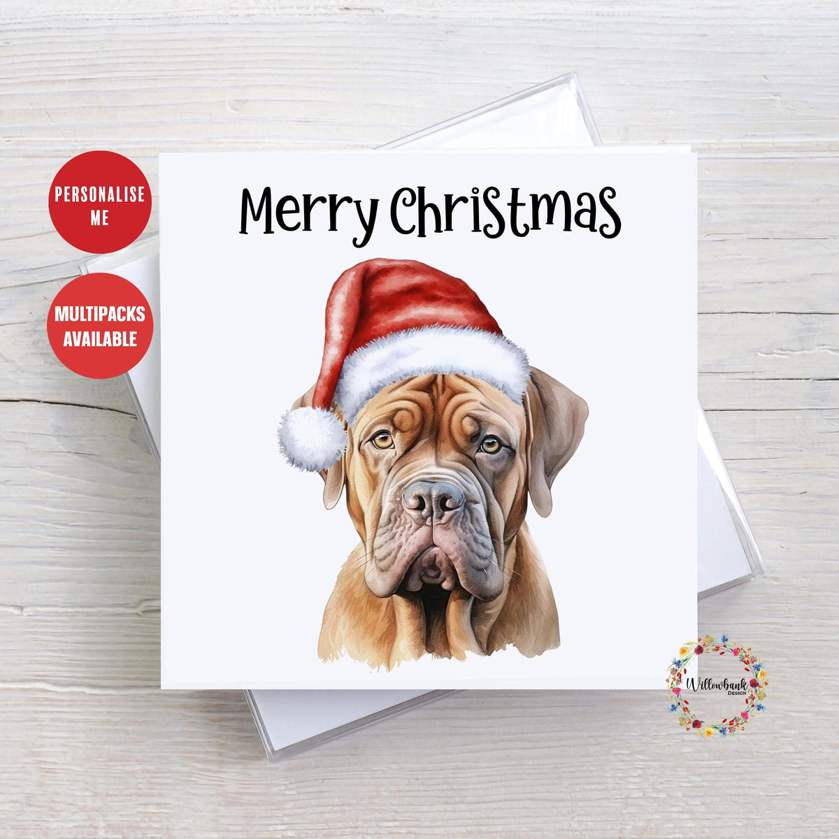 Personalised Dogue de Bordeaux Christmas Card