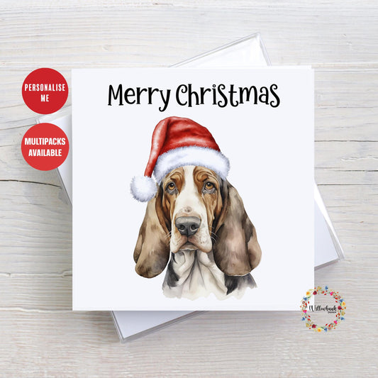Multipack Personalised Basset Hound Christmas Card