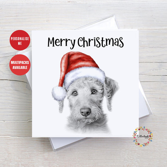 Multipack Personalised Bedlington Terrier Christmas Card
